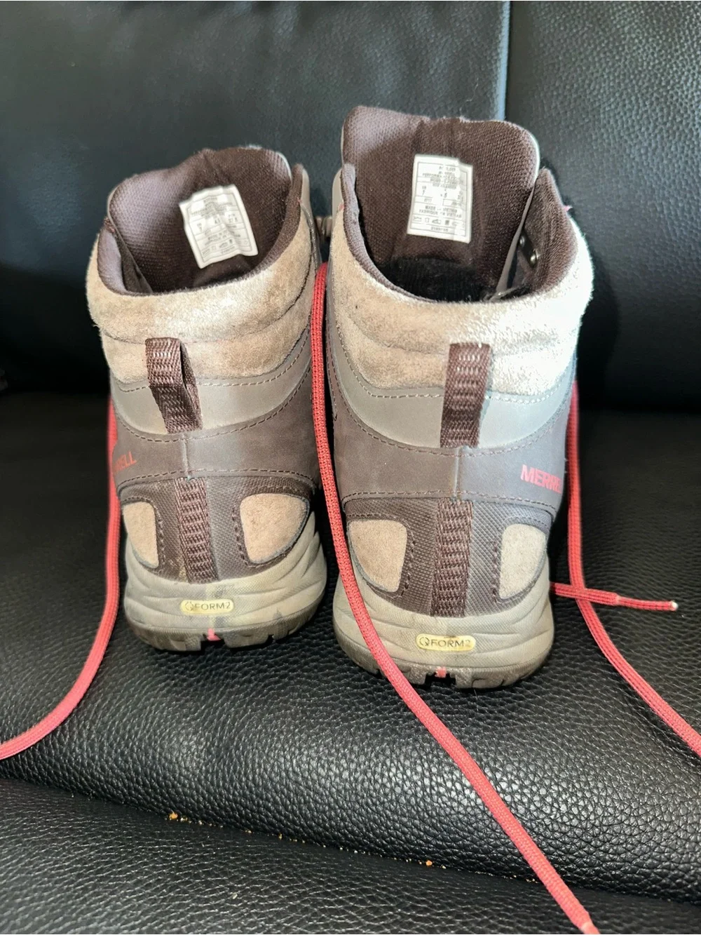 Merrell Women’s Taupe Hiking Boots with Pink Laces